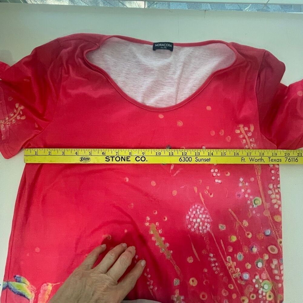 Noracora Coral Abstract Floral Shift‎ Dress, Size XL - Picture 4 of 8